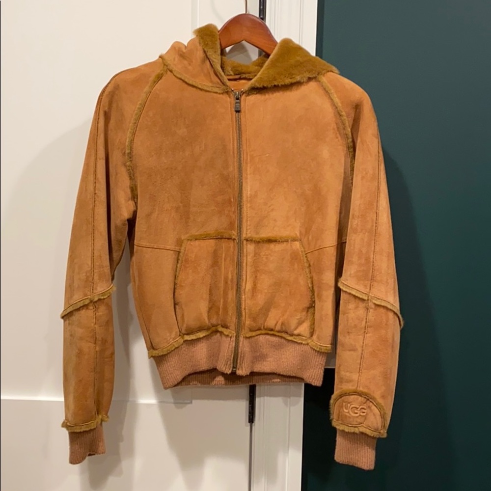Ugg suede hooded bomber jacket